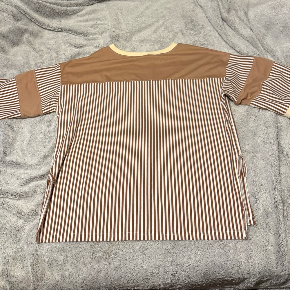 Brown Striped Long Sleeve Men's Tee